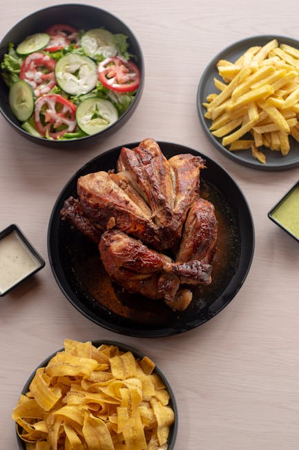 Quarter pollo a la brasa with fries